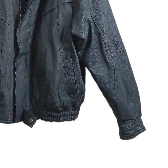 Basic Equipment Leather Bomber Jacket Mens Large Zip Winter Coat Aviator Pilot - Picture 4 of 8